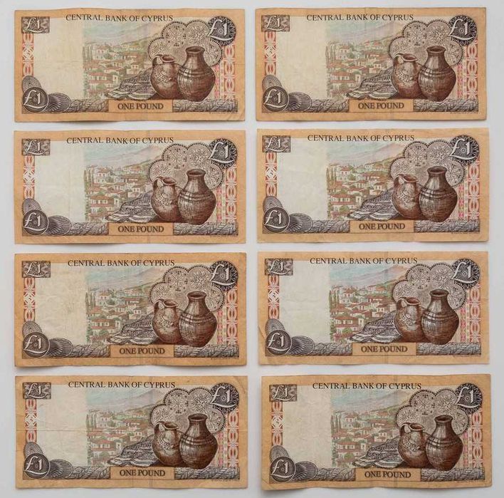 Banknot 1 funt cypryjski Cypr Zestaw 8 sztuk