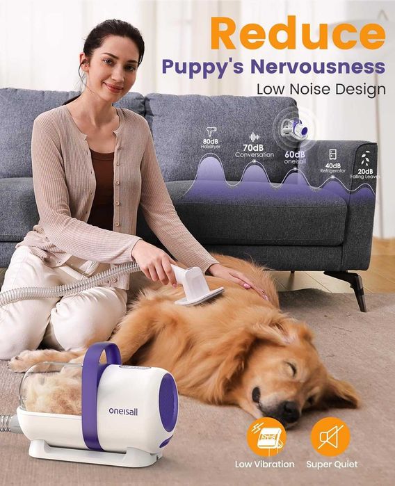 Odkurzacz sierści dla psów i kotów, moc ssania 12000 Pa, 4 szczotki