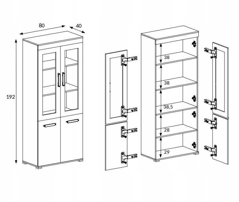 witryna salon M-17 80 cm dąb sonoma/dąb artisan