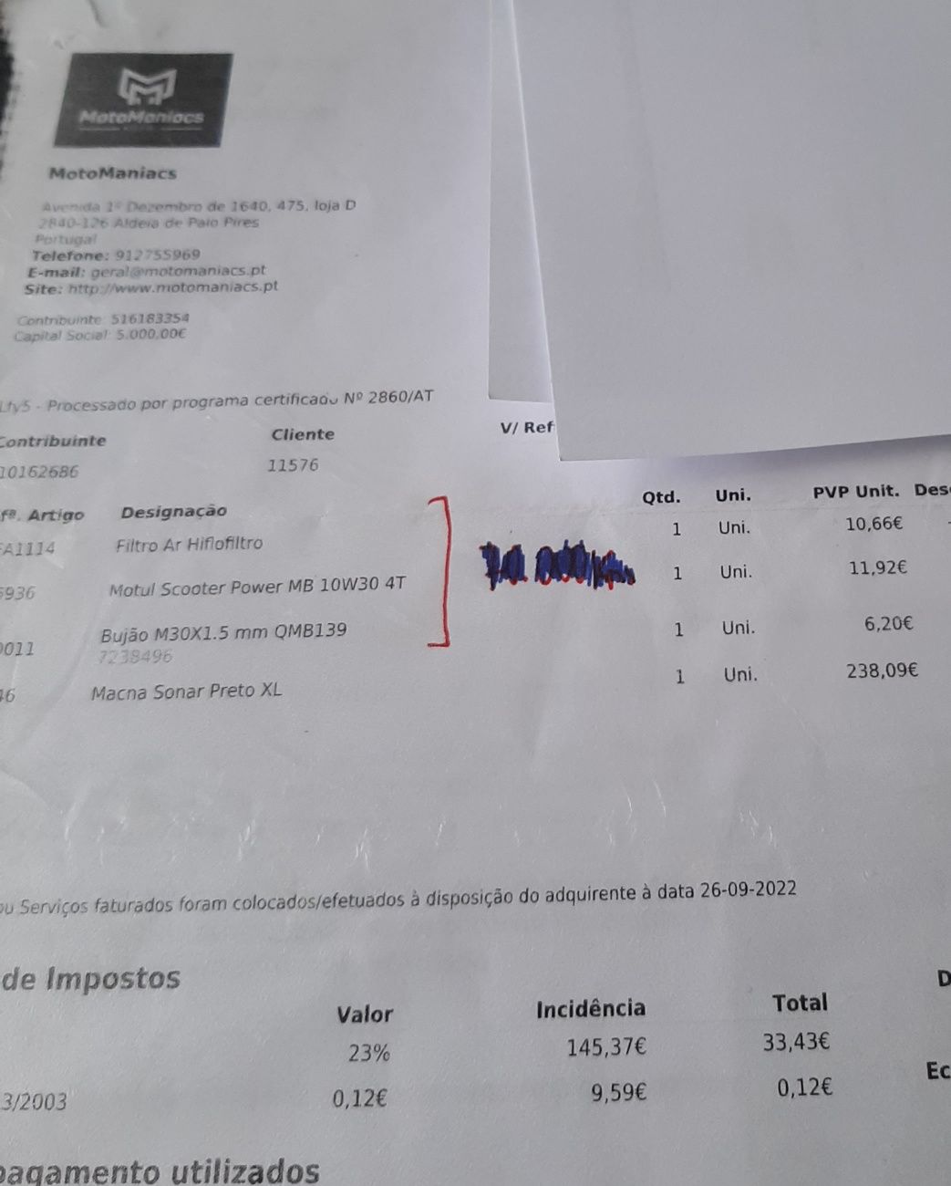 Casaco Mota NOVO MACNA Tamanho XL