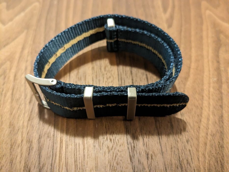 Bracelete NATO - azul khaki - 20 mm - nova