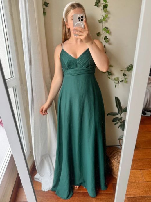 Zielona maxi suknia wieczorowa długa do ziemi nowa na ramiączkach asos