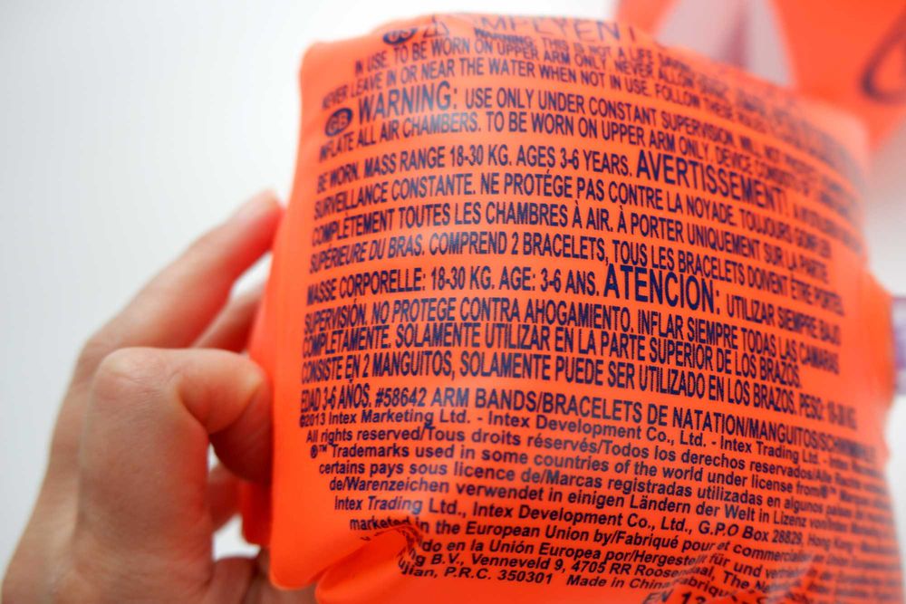 Надувные нарукавники детские 3-6 лет 18-30 INTEX круг жилет оранжевые