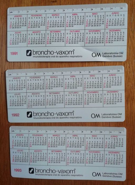 Calendários de bolso.