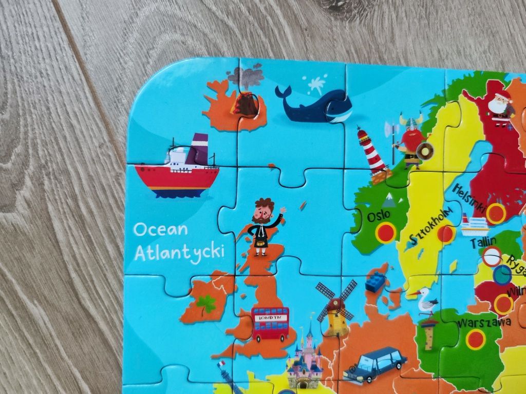 ZIELONA SOWA puzzle malucha mapa Europy państwa stolica