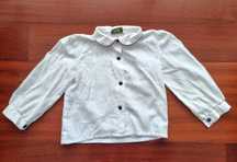 Camisa branca com botões e detalhes azuis escuros, 4 anos