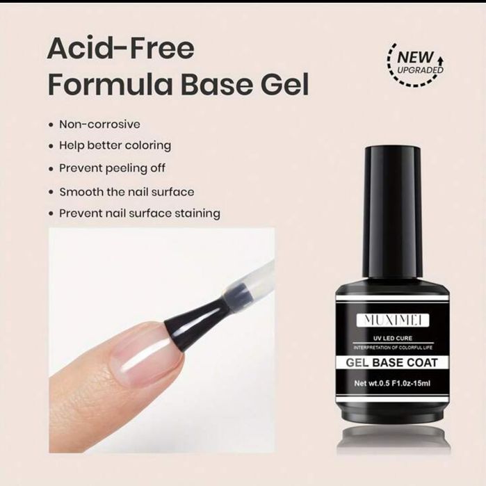 Baza + top coat manicure hybrydowy 2 x 15ml Muximei  O567
