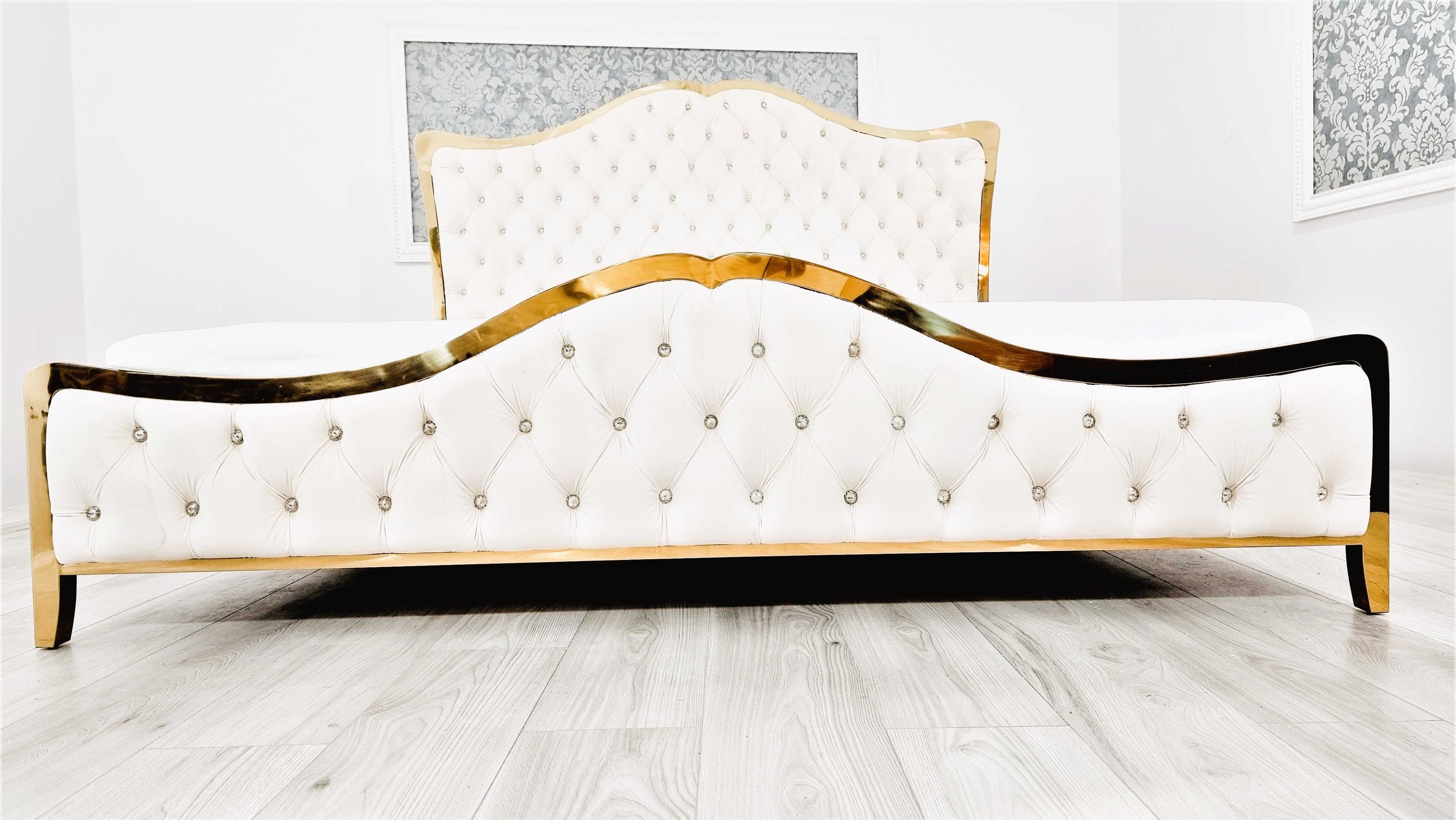 Sypialnia Łóżko Glamour GOLD Złote pikowane 160x200 cm / producent