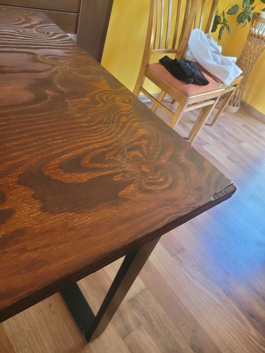 Biurko loft 150×75 – stalowy stelaż, blat drewniany, handmade