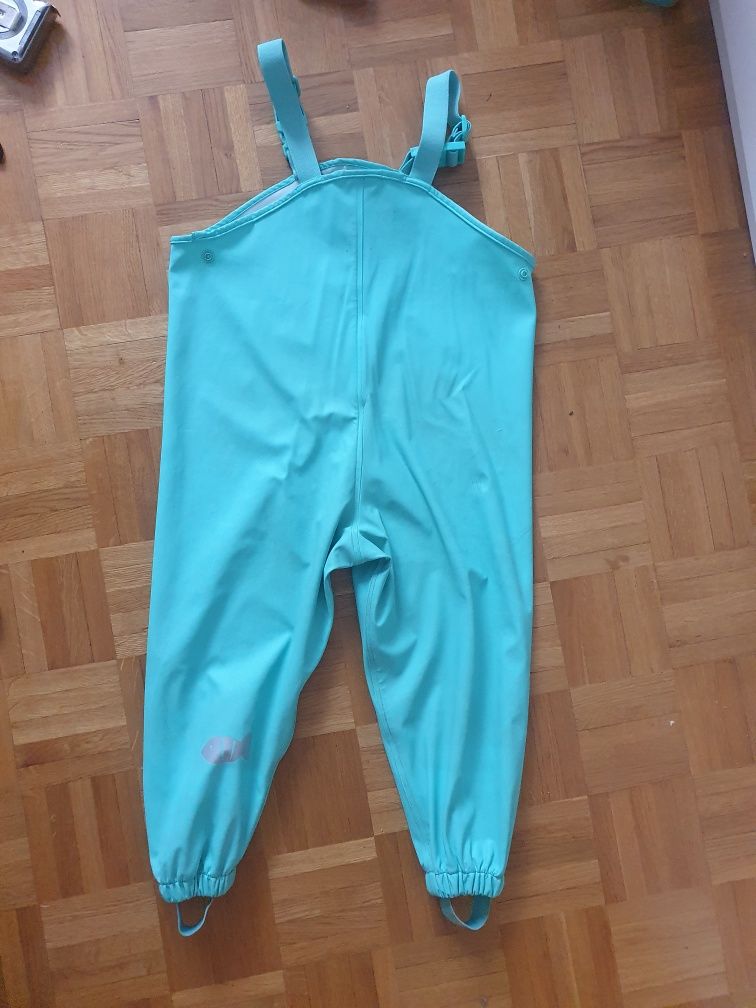 Spodnie deszcz gumowe szelkach  r. 98 / 104 chłopięce przeciwdeszczowe
