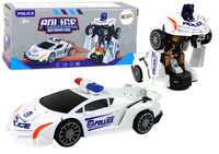 Samochód-Robot Policja Biały 2w1 Transformacja