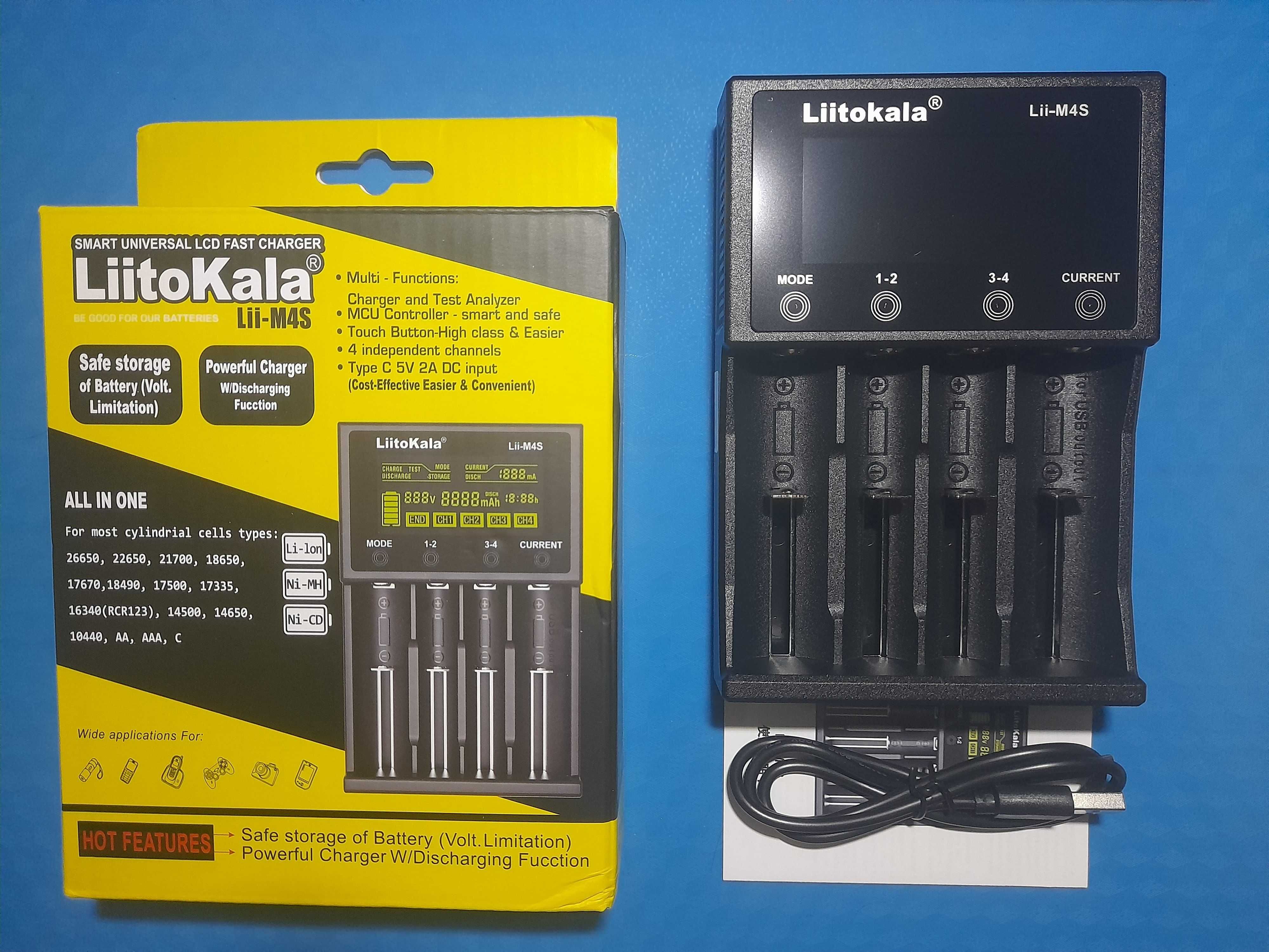 Зарядний пристрій LiitoKala Lii-M4S для 18650, 21700, AA,AAA