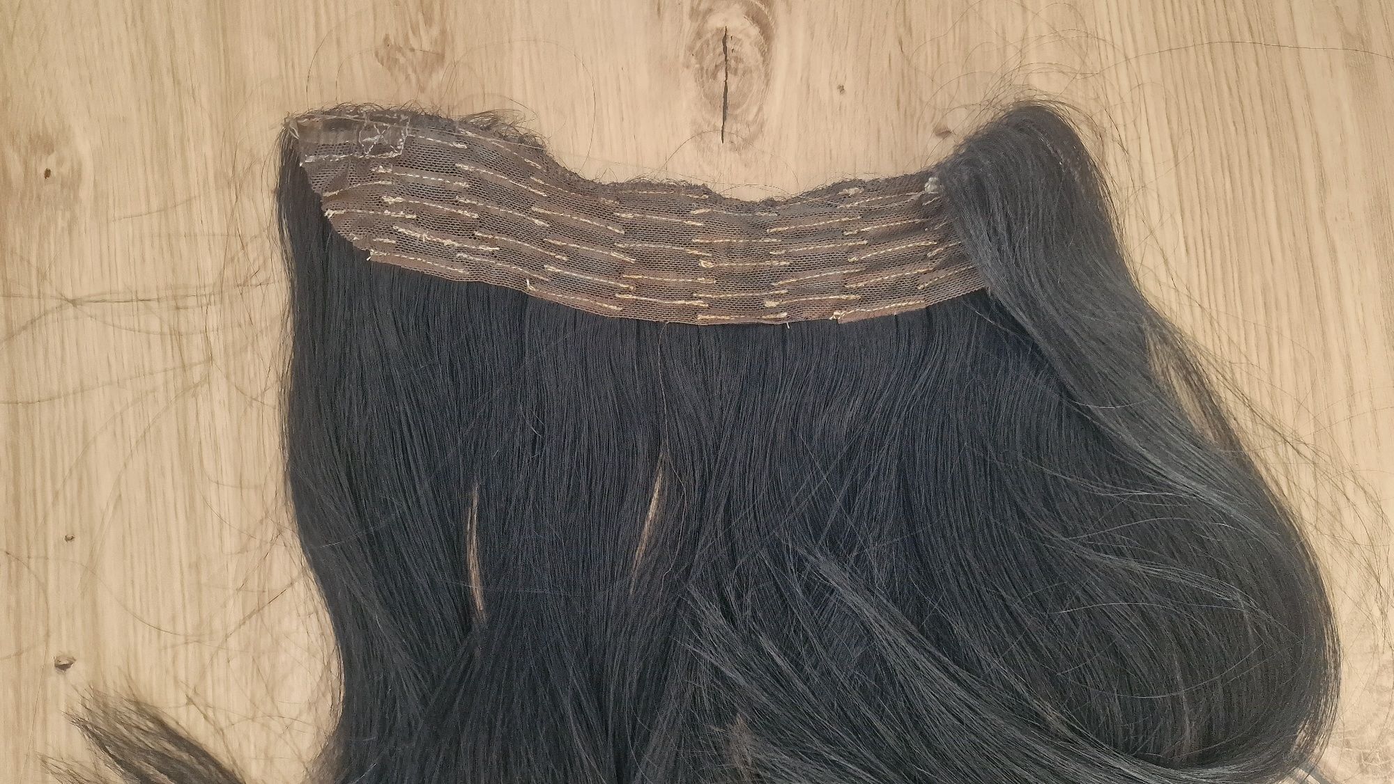 Czarne włosy naturalne hairband, hairtalk extensions na żyłce 40 cm