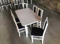 NOWE :Stół + 6 krzeseł ,BIAŁY + GRAFIT