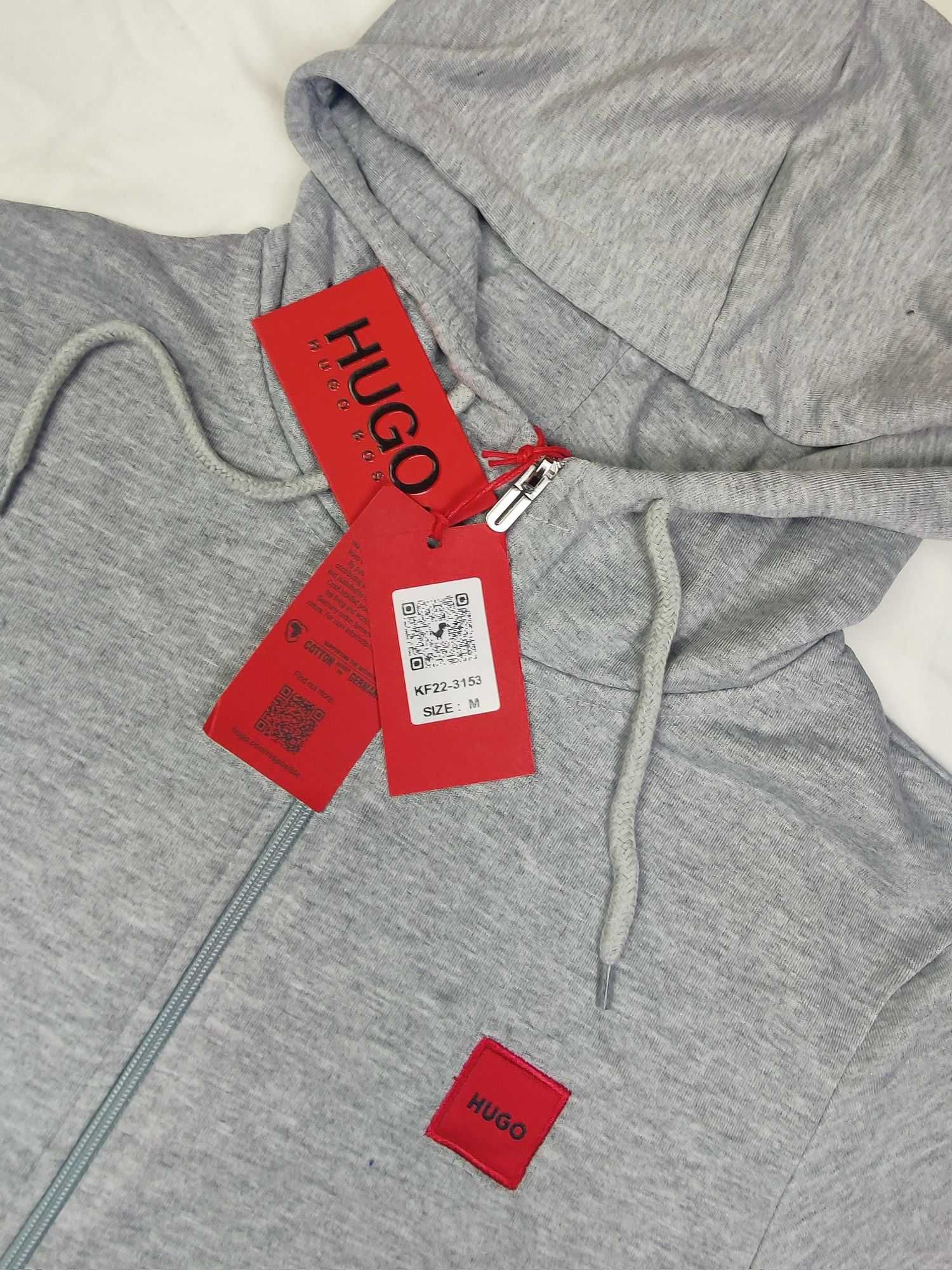 Dres męski komplet dresowy Hugo Boss bluza spodnie bawelna jasno szary