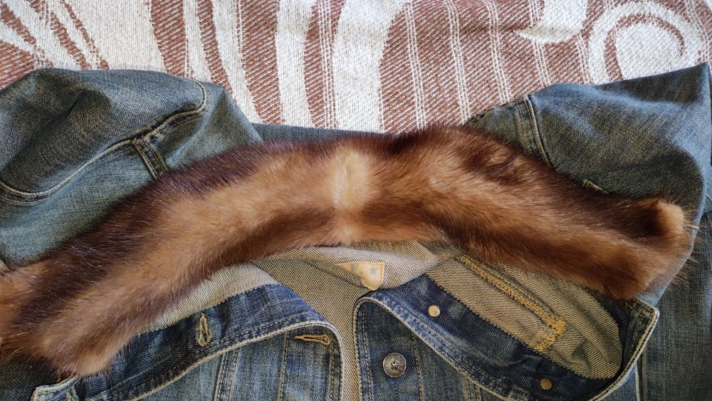 Куртка джинс с норкой М курточка