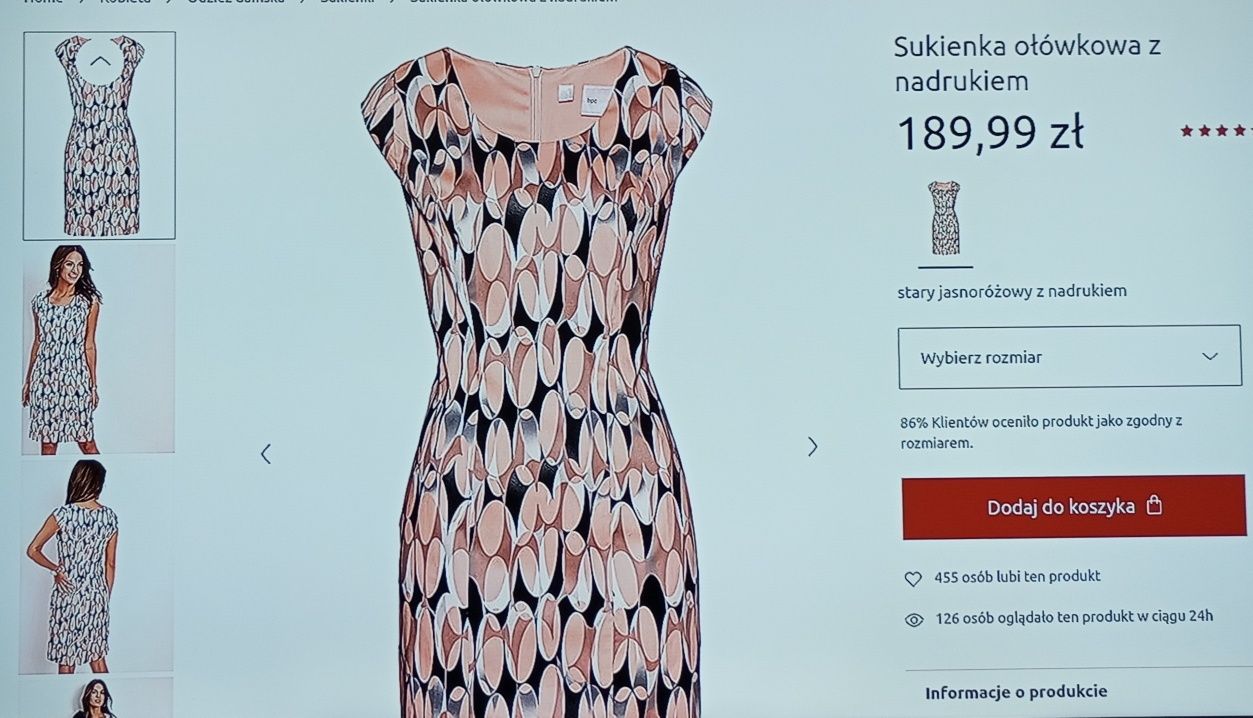 NOWA elegancka sukienka z nadrukiem r. 40 Bpc selection