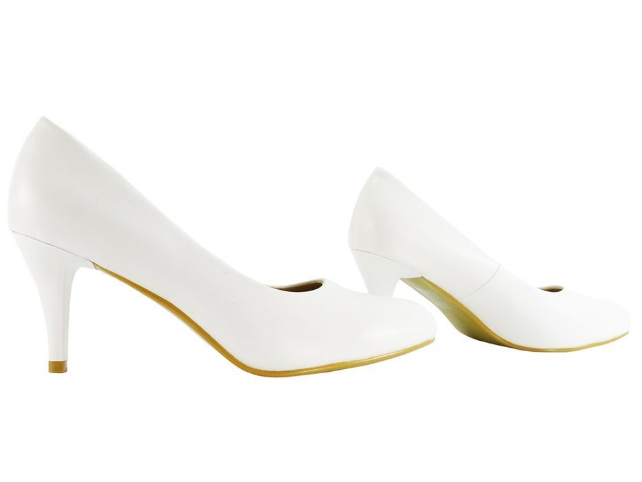 Białe matowe szpilki damskie buty ślubne 39