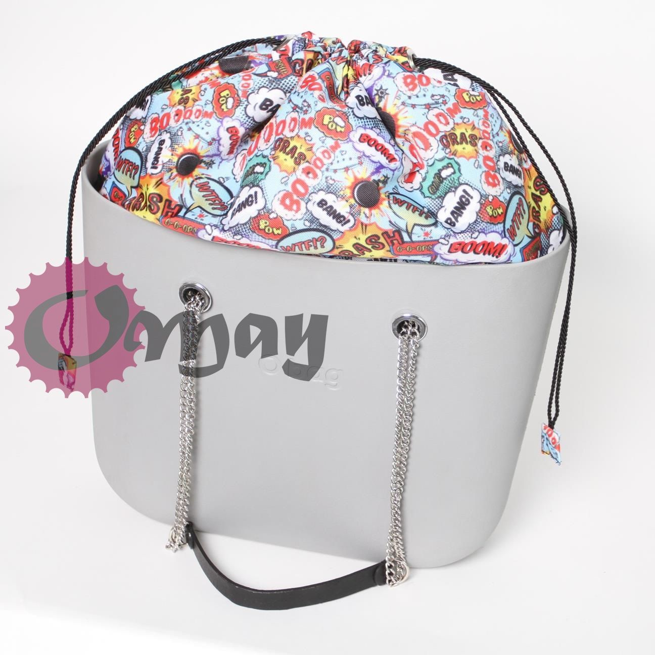 Czarny organizer OBAG STANDARD worek komiks 2 kieszenie komin OMAY