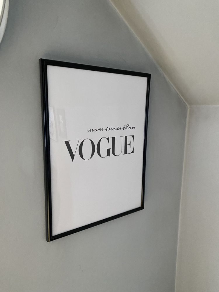 Plakat Vogue glamour black&white 30x40 z ramą pleksi