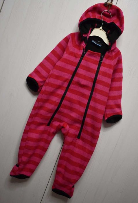 Kombinezon polarowy 80 przejściowy zimowy z kapturem z polaru ciepły