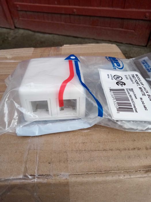 Modular jack box two port, white.