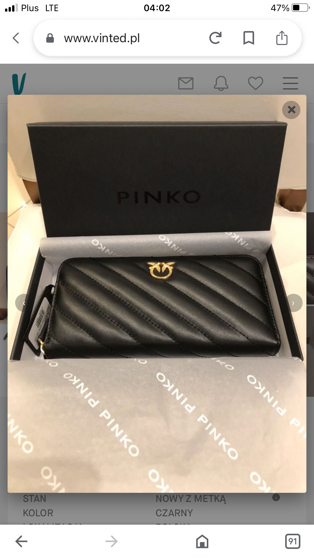 Duży skórzany portfel Pinko