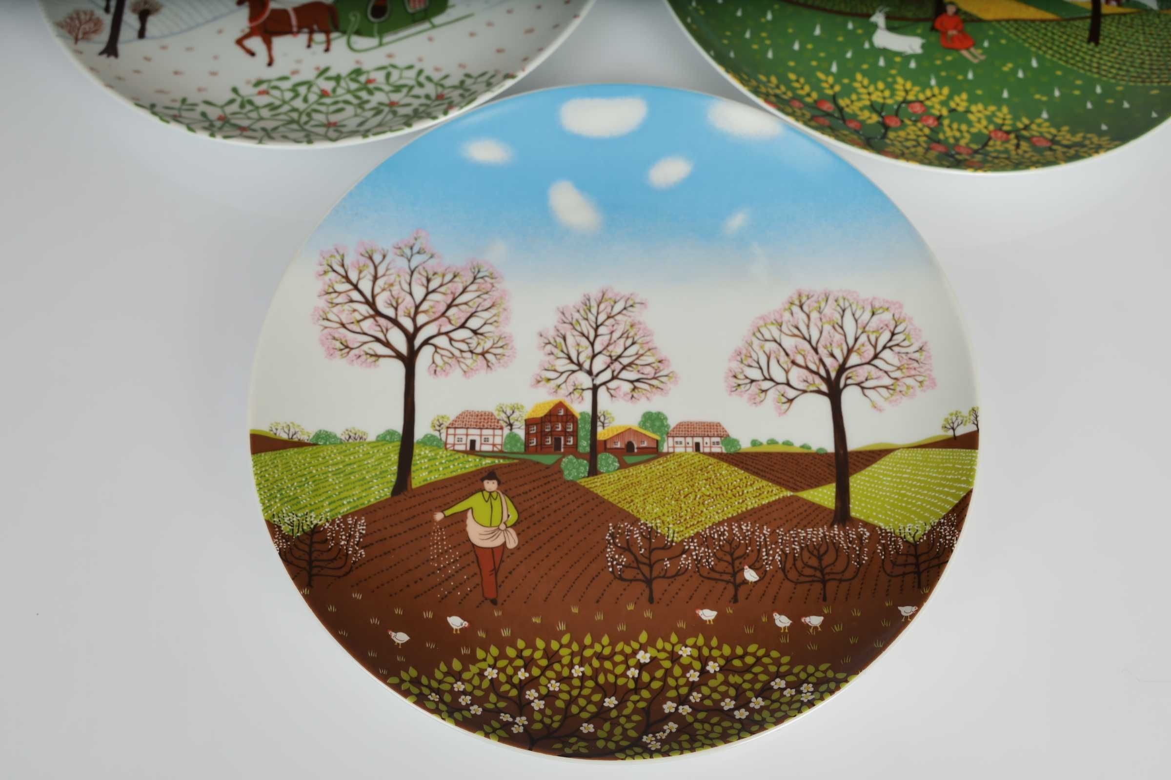 Zestaw trzech talerzy ozdobnych Furstenberg Porcelana 25cm pory roku