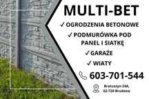 Płot betonowy, przęsło, ogrodzenie betonowe, podmurówka, panel