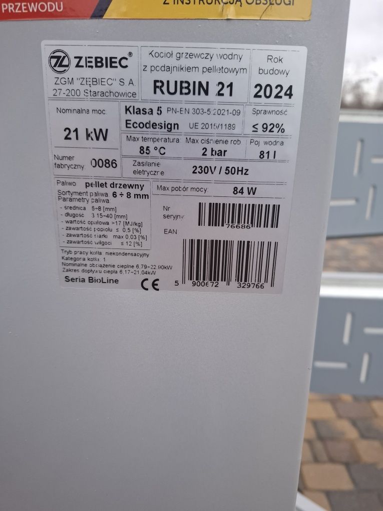 Zębiec RUBIN 21 kW piec kocioł 5 KLASA, ECCO DESIGN