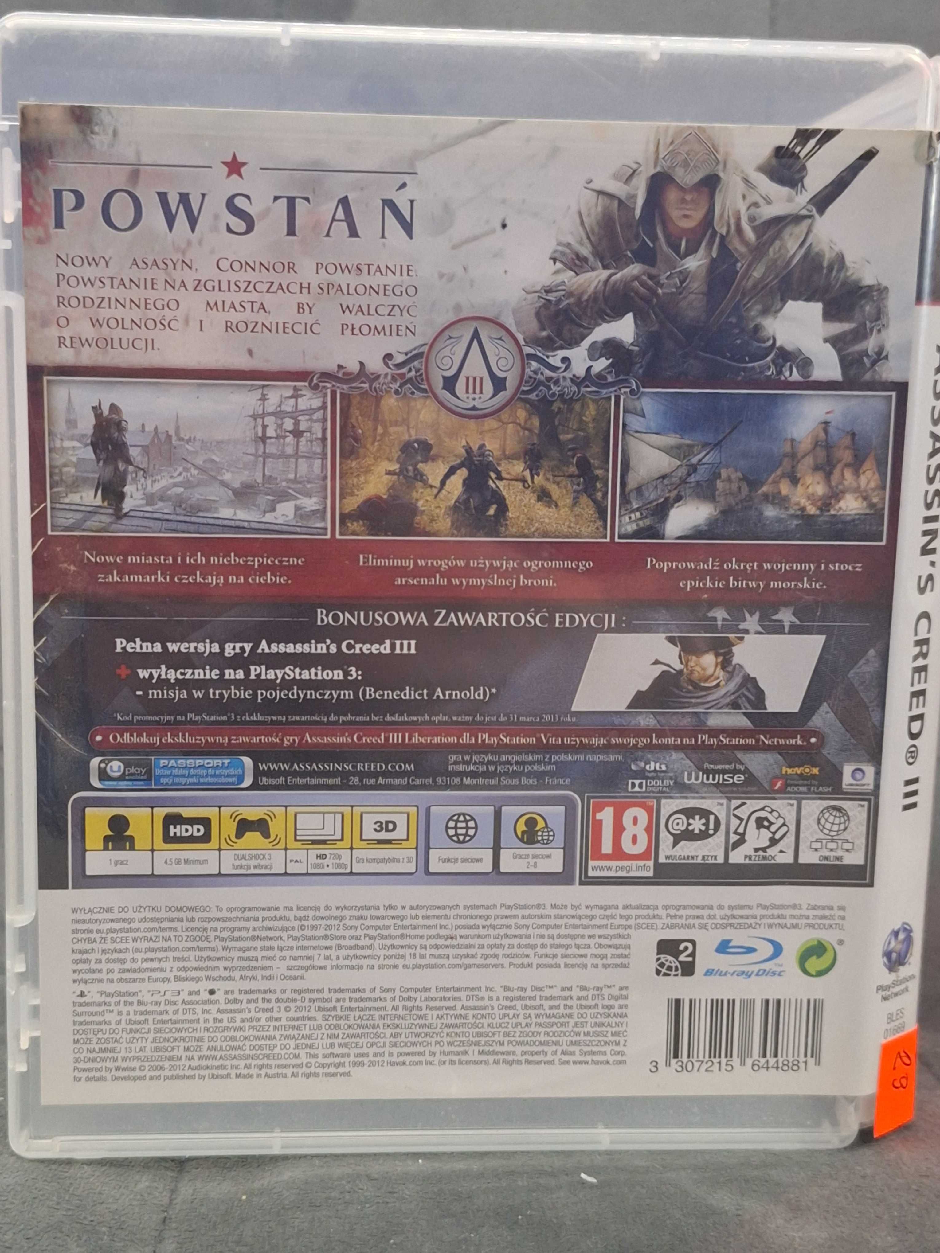 Assassin's Creed III PS3, BDB, Sklep, Wysyłka, Wymiana Centrum Grania