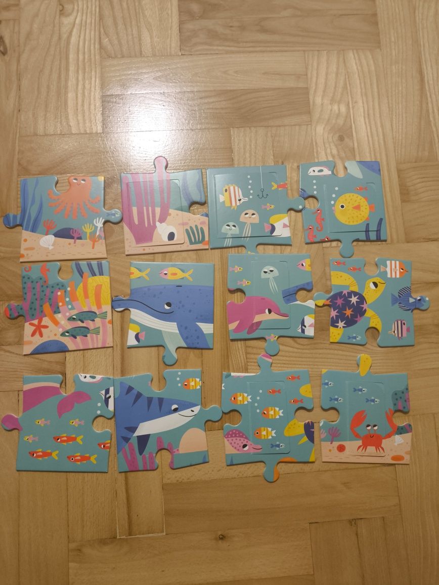 Puzzle puzle z okienkiem powodny świat ocean party Lift the flap Mudpu