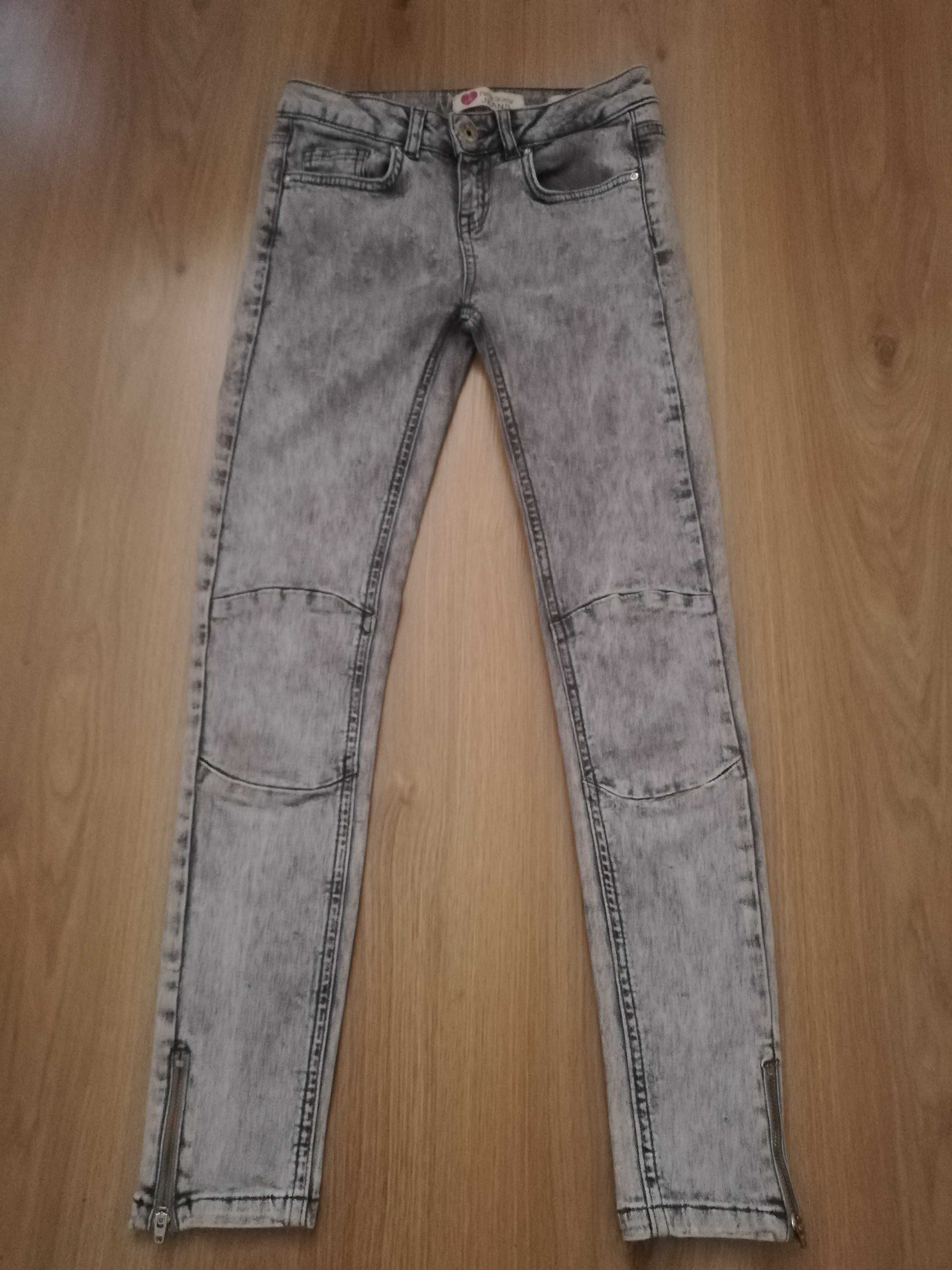 Spodnie jeansy rurki xs szare zamki