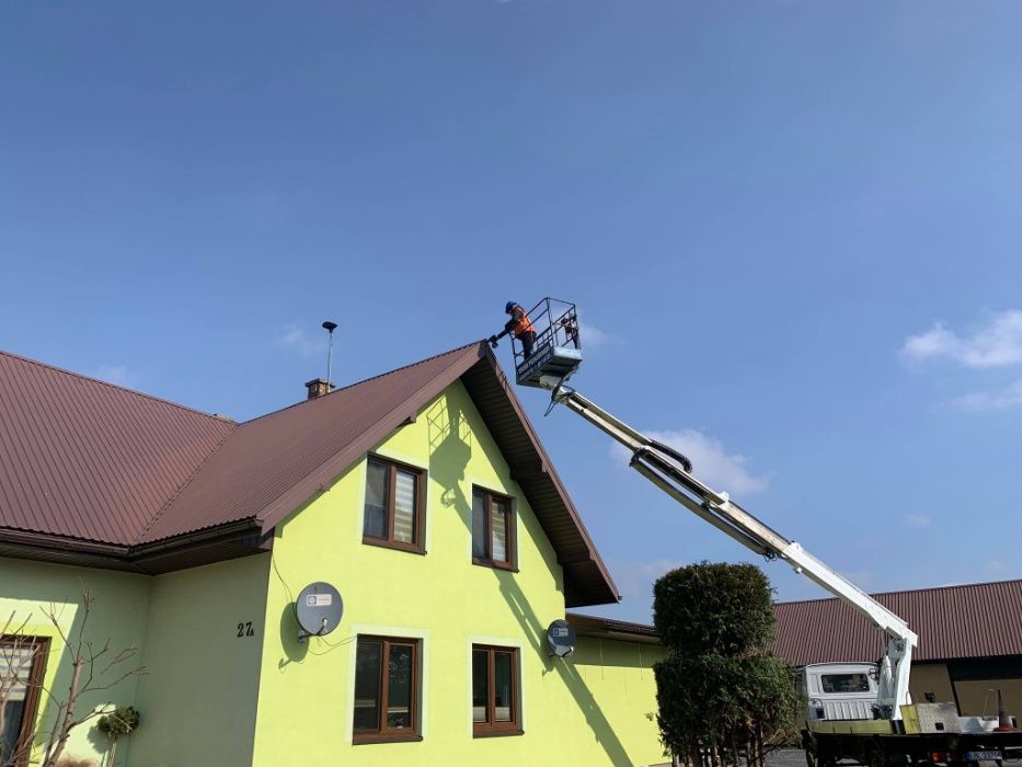 Podnośnik koszowy, zwyżka, prace na wysokościach, mycie, malowanie itp