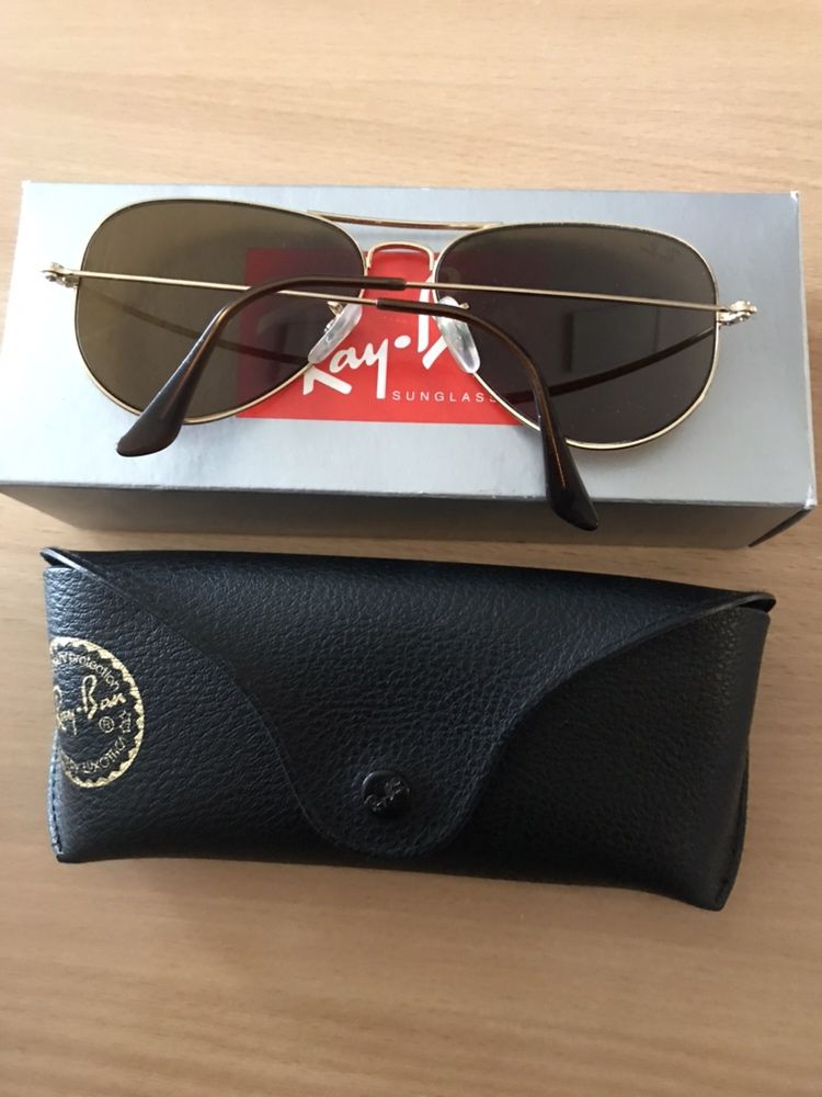 Ray ban okulary przeciwsloneczne aviator brązowe złote oprawki 58 oryg