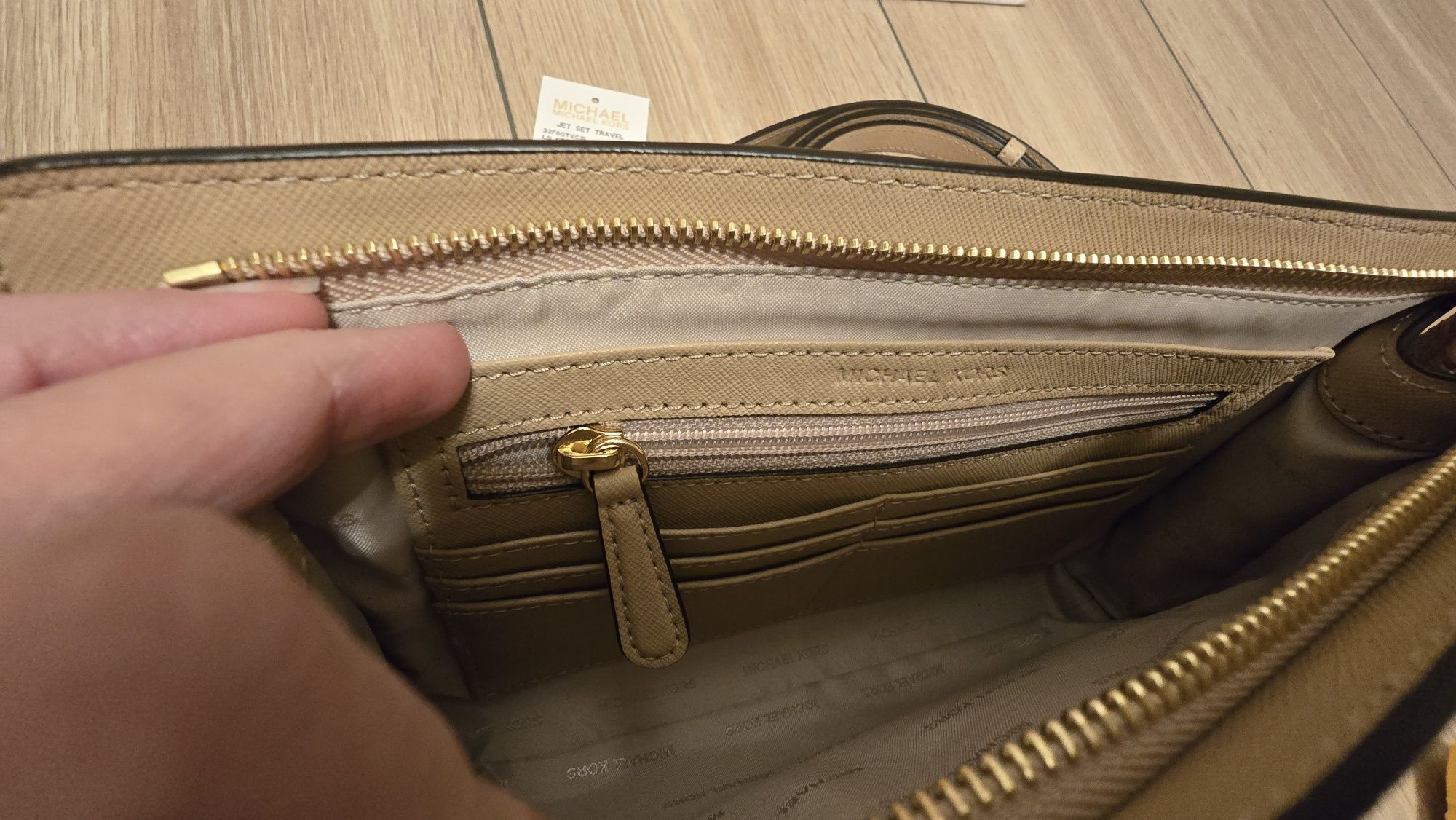 Kopertówka torebka Michael Kors beż skóra