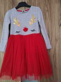 Świąteczna dziewczęca sukienka z tiulową spódniczką r. 110