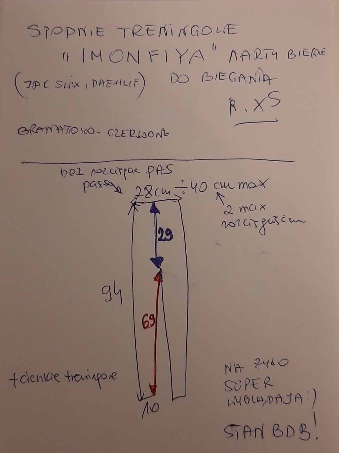 Spodnie IMONFIYA sportowe, treningowe do biegania, na narty biegowe XS