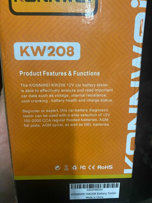 Автомобильный аккумуляторный тестер KONNWEI KW208 12V