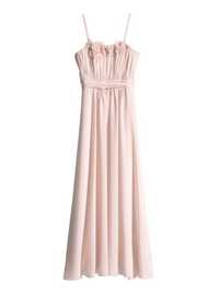 Нежное длинное светло розовое вечернее платье бюстье H&M S М