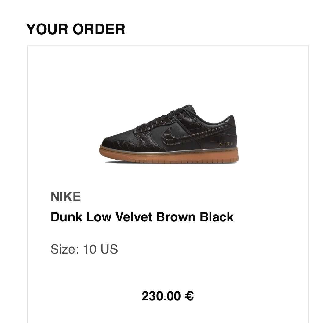 Nike Dunk Low Velvet Brown Black sneakers EU 44