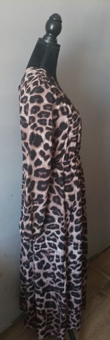 Sukienka maxi z rozcięciem w panterke XL NOWA!