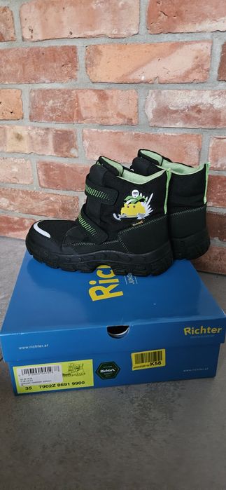 Nowe buty kozaki śniegowce czarne 35 dla chłopca richter świecący oczy