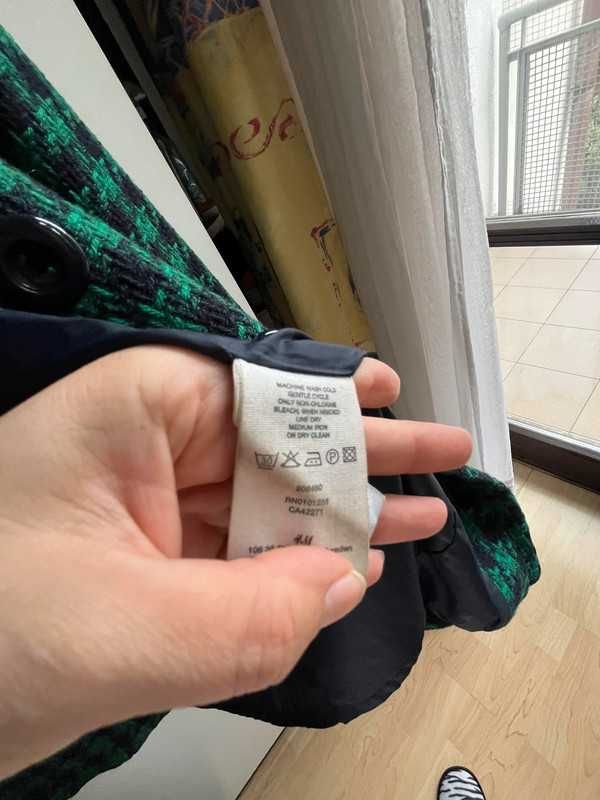 Płaszcz wiosenny H&M w pepitkę 36, 80% wełny