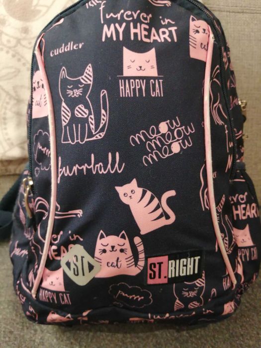 Plecak szkolny ST. Right, granatowo-różowy, Cats, model BP 26