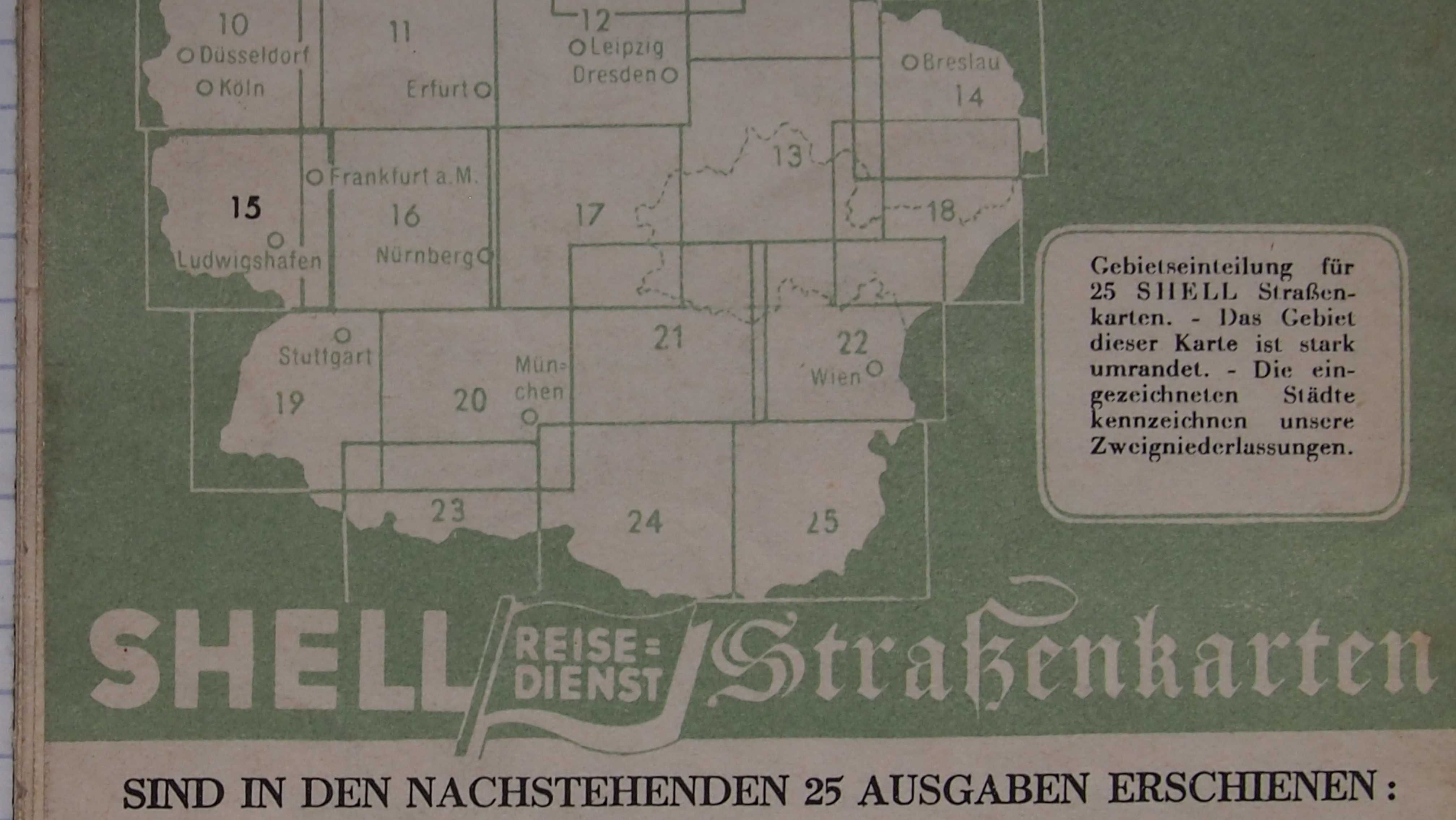 Mapa- SHELL Reise Dienst, MittelRhein- Saarpfalz, Numer 15;