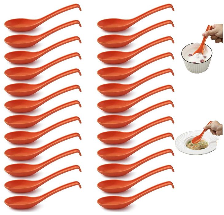 24x Łyżki do Zupy Kyraton Azjatyckie Plastik PP Reusable Zmywarka