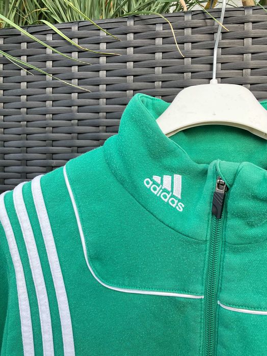 Adidas zielona bluza vintage oldschool polo zamek