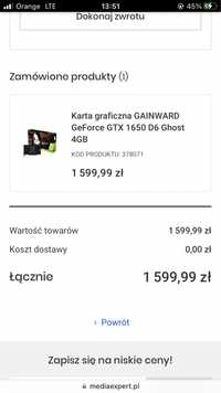 Karta graficzna GAINWARD GeForce GTX 1650 D6 Ghost 4GB