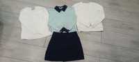 Набор  3 кофты  и юбка школьная , блузки для девочки, 128